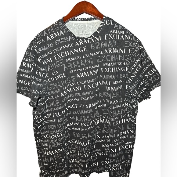 Armani Exchange Men's Black and White T-Shirt A/X Logo XL V-Neck Collar Std Fit - Picture 1 of 6